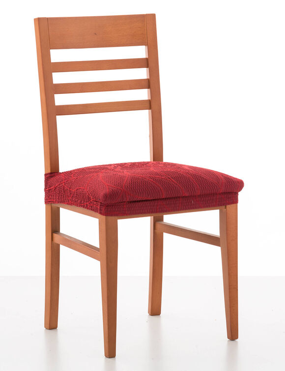 Housse extensible motif jacquard "serpentins" spéciale assise de chaise - lot de 2 (rouge) Housse extensible motif jacquard "serpentins" spéciale assise de chaise - lot de 2 (rouge)